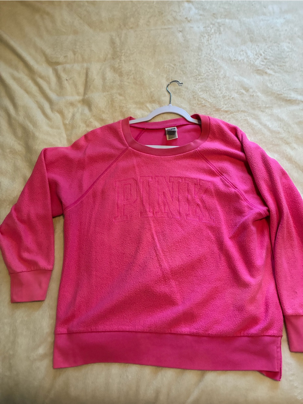 PINK Victoria's Secret Hot Pink Fleece Pullover Sweatshirt